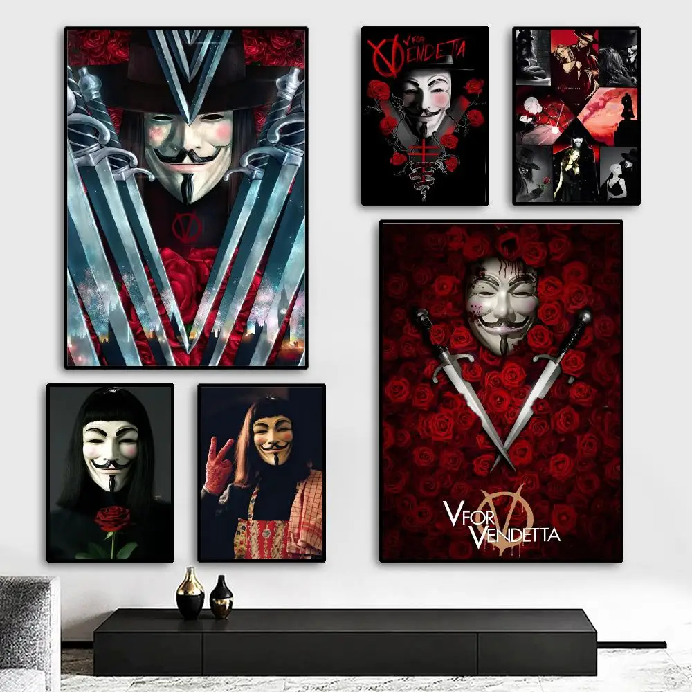 Classic Hackers Movie V for Vendetta Painting Calligraphy HD Canvas Poster living room bedroom bar aesthetic decoration