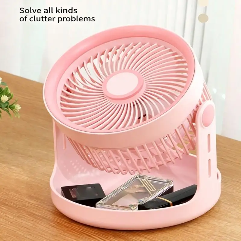 3 Speed Quiet Rechargeable Home Desktop Fan Portable Light Weight Desk Fan With Storage Base For Home and Office 