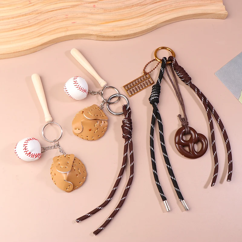 

Ins Braided Rope Baseball Keychain Creative Sports Keyring Trendy Woven Rope Key Holder Girls Bag Pendant Key Accessories