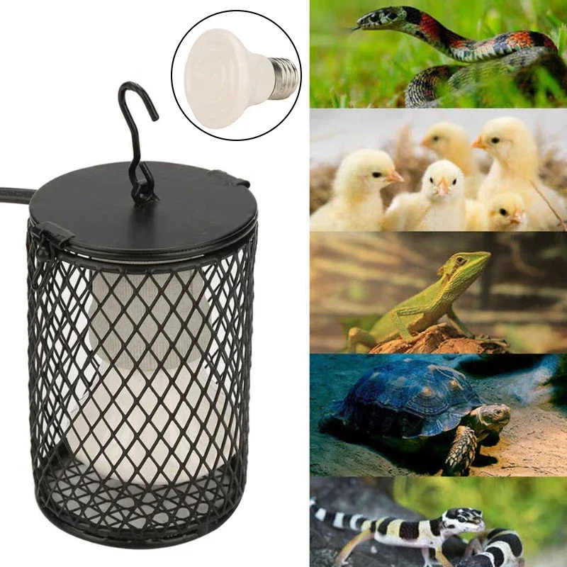 

Reptiles E27 Infrared Heater Guard 100W Heating Lamp Mesh Cover Turtle Snake Lizard Anti-scald Cage Protect Chicks From Hatching