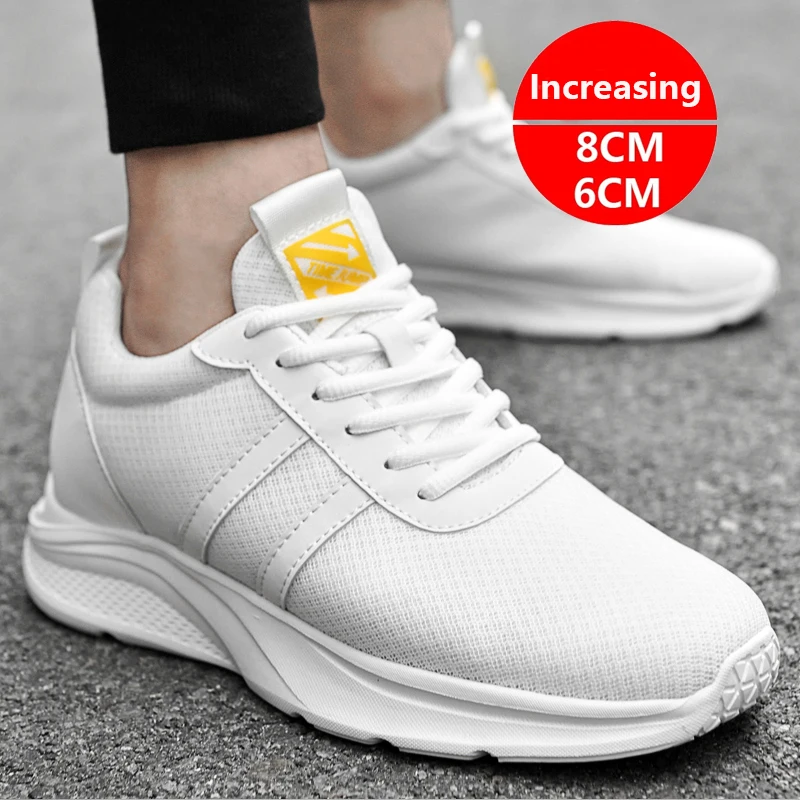 2025 Increased Men Sneakers Elevator Shoes Breathable Sports Hidden 4cm 6cm 8cm Height Increasing Shoes Male Taller Casual Shoes
