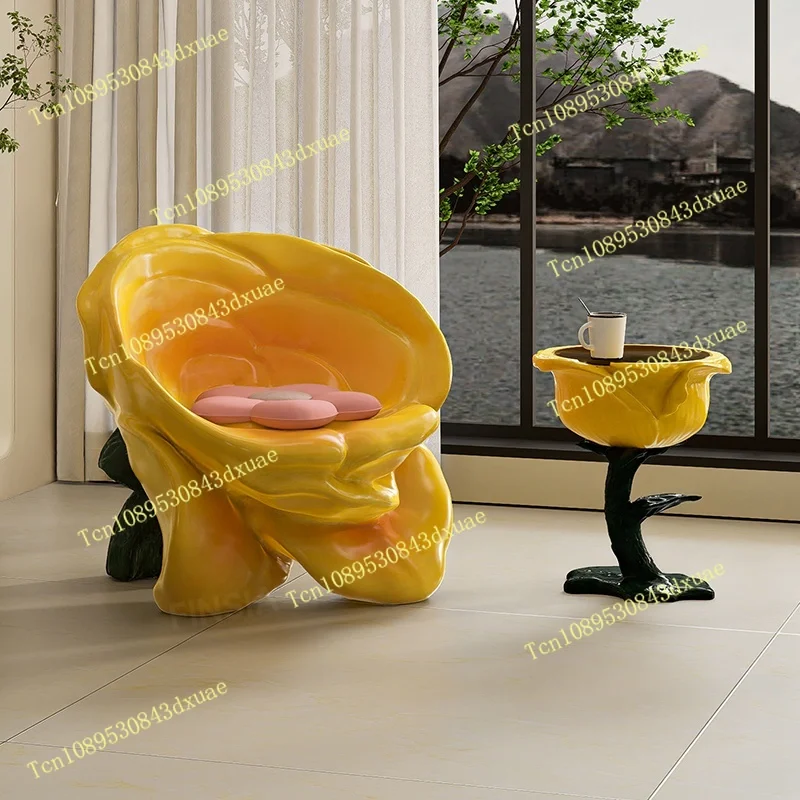 Modern rose-style leather single-back lounge chair