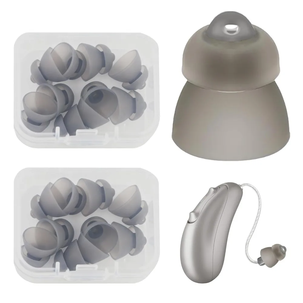 20pcs Double Layer Open Type Domes, Replacement Ear Tips for Phonak, Washable Anti Static Ear Pieces for Seniors, Large Size