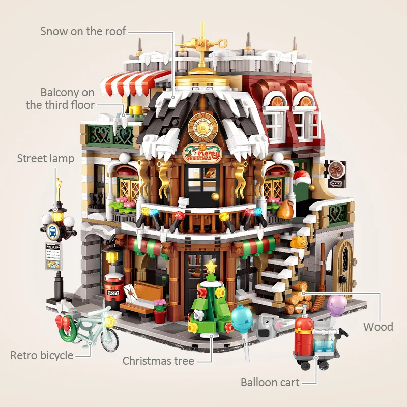 2506Pcs Creative Christmas Coffee Shop Building Blocks Kit MOC Modular House Model Building set regali per adulti bambini ragazzi giocattoli