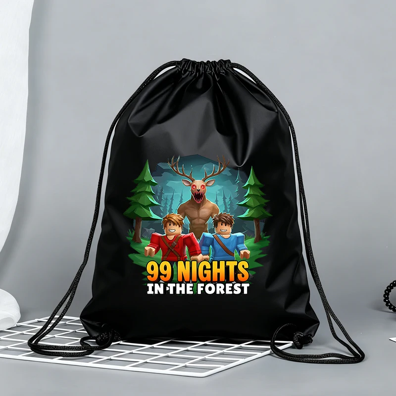 99 Nights in The Forests Drawstring Bags Cartoon Bundle Pockets Anime Portable Storage Bag Pouches Boys Girls Shoulders Bag Gift