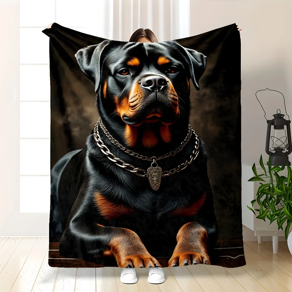 Dog Portrait Throw Blanket Fleece Plush Puppy Dog Lover Gift Home Decor Pet Canine Artwork Soft Blanket for Couch Couch Decor