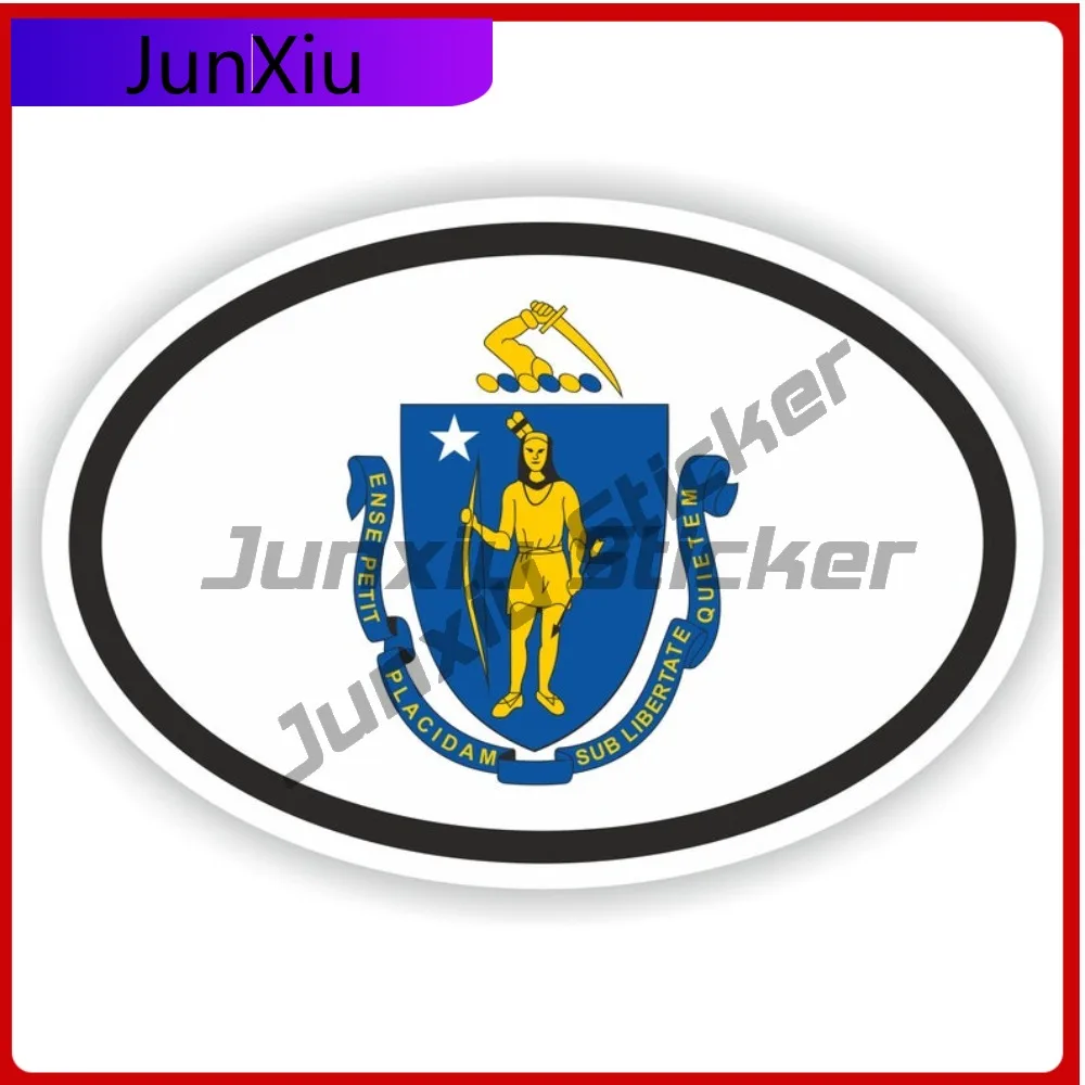 

Massachusetts Usa Oval Flag Sticker Waterproof Decals Scratch Cover Suv Window Cover Scratch Sticker Happy Camping New Car Stick