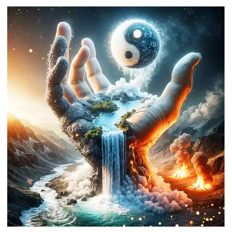 New Diamond Mosaic Tai Chi Waterfall Scenery full Square Round Diamond Painting kit volcano Handmade Art Wall Decoration craft