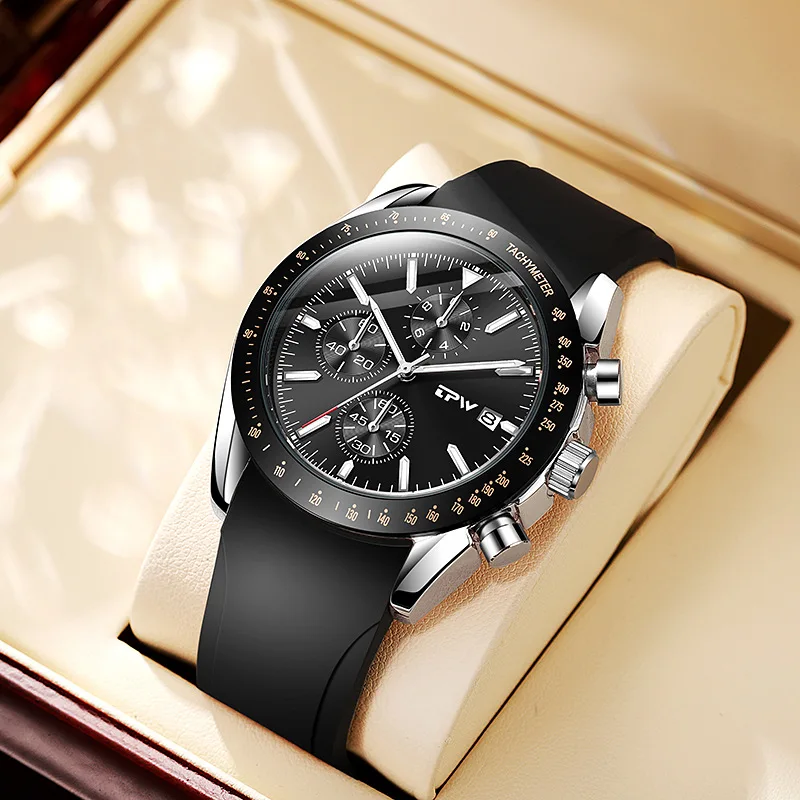 Men's Waterproof Luminous Chronograph Watch Fashion Casual Three-Eye Quartz Wristwatch Durable Business Design