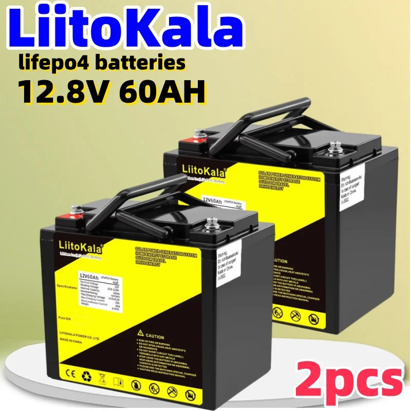2 قطعة LiitoKala 12 فولت/12.8 فولت 50AH 60AH lifepo4 بطارية مع 50A BMS لبطارية 12 فولت RV زينون ضوء تخزين الطاقة الشمسية العاكس