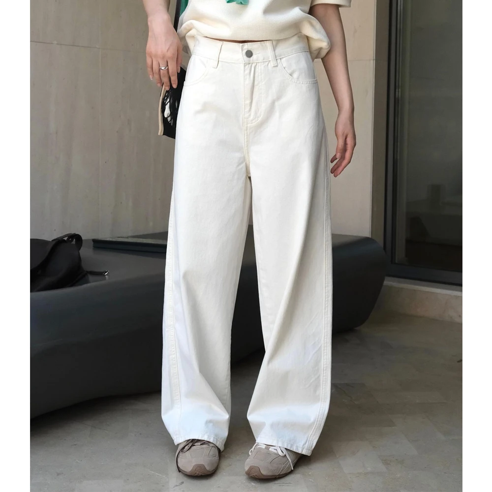 2025 Women Spring Wide Leg Denim Pants High Waist Cotton Stright Pants Fashion Clothes Pants Female Trousers