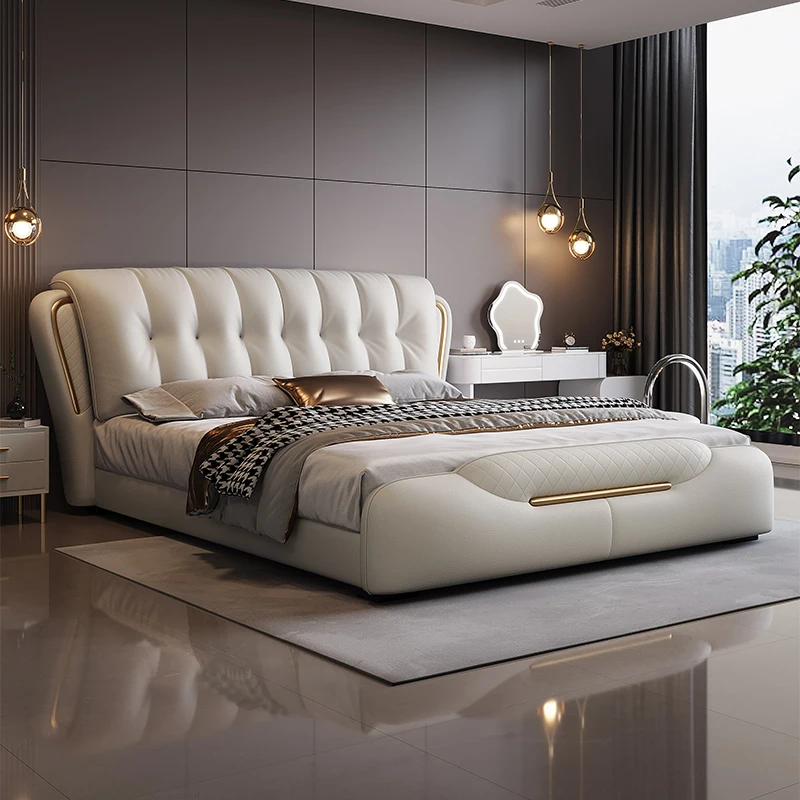 

Modern minimalist master new bedroom wedding bed frames luxury king size bed Headboard frame home bedroom furniture for adult