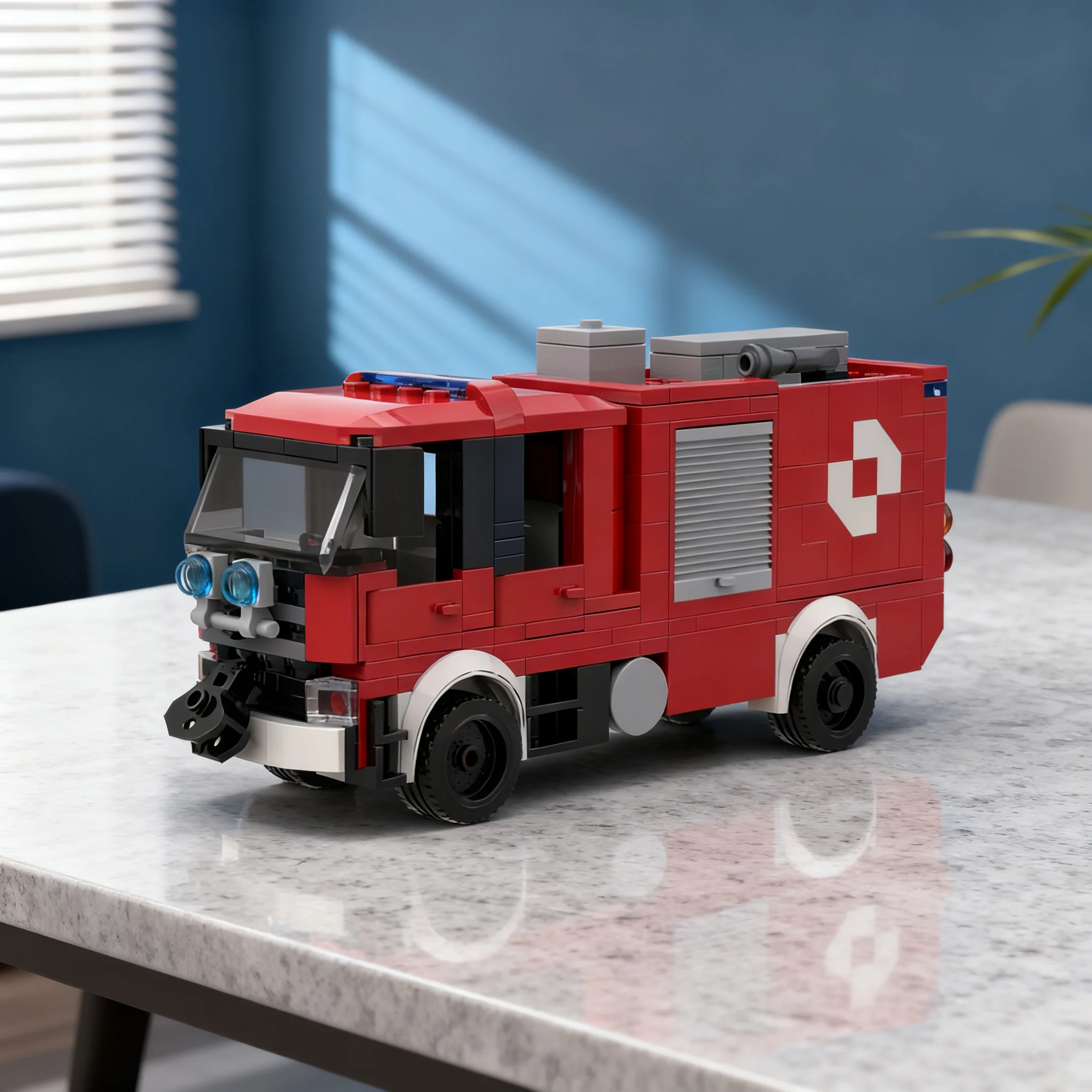 380pcs MOC City Fire Scanias P450 4x4 Heavy Fire Engine Model Building Blocks Toys Christmas Gift Architecture Creative Display