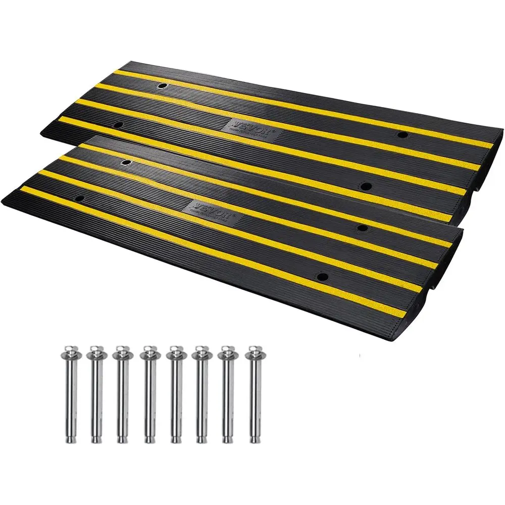 

Ruer CurRamps or Driveway, 2 Pack Tresold rid, 33069 ls Load acity, 2.5Ri, witRelective Saety Strips, Ideal or Cars, RVs, Scoote