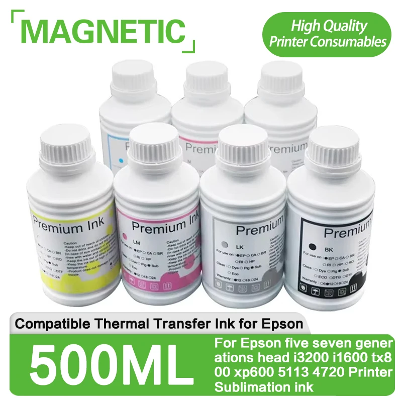 500ML Thermal Transfer Ink For Epson five seven generations head 4880 i3200 i1600 tx800 xp600 5113 4720 Printer Sublimation ink