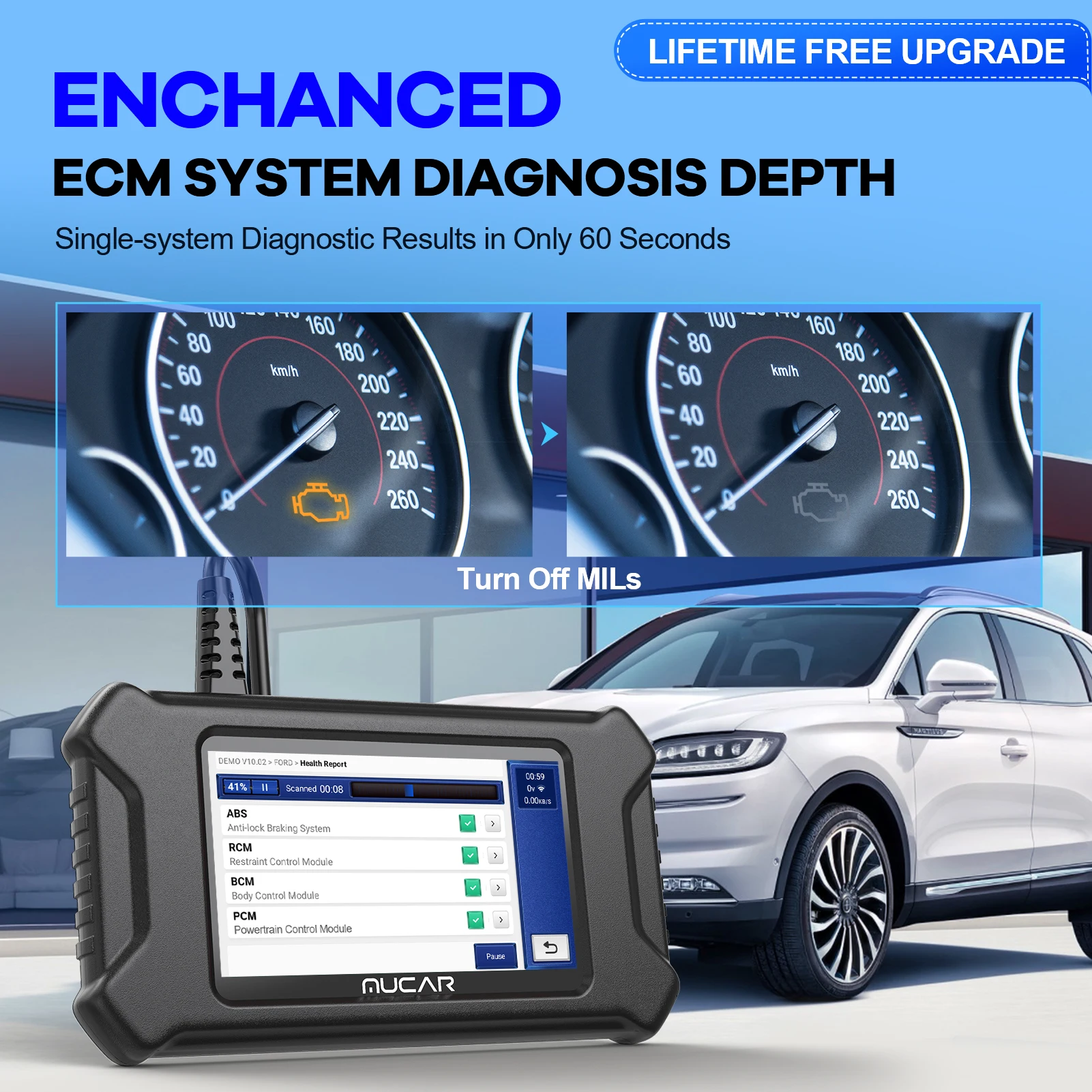 MUCAR-CS90 OBD2 Scanner, 28 Resets Services, Lifetime Free Update, Ferramentas do carro, OBD II Diagnosis, Engine Systems Diagnostic Tools