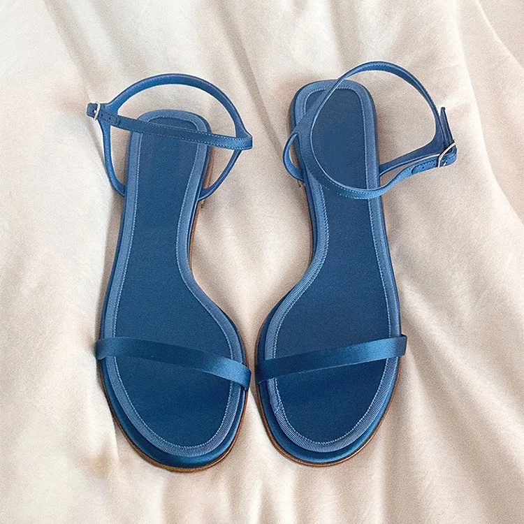 Beach Sandal Woman Luxury Buckle Strap Suit Female Beige 2025 Summer Women’s Shoes Clear Heels Riband Comfort Black Flat Girls L