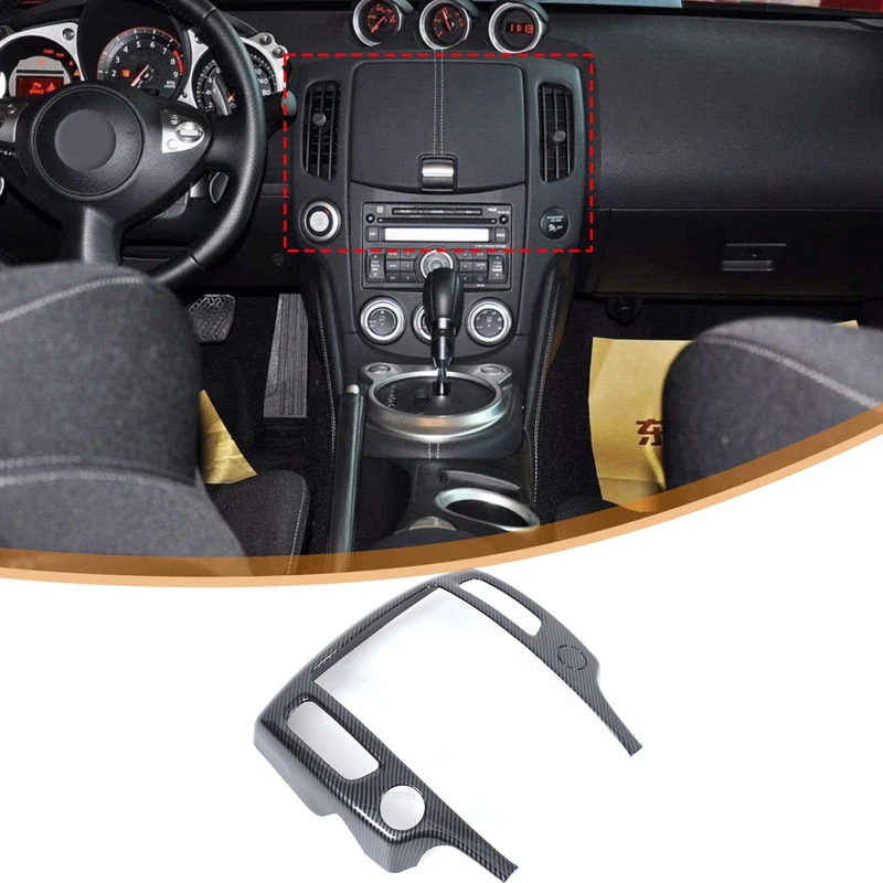 

For Nissan 370Z 2009-2020 Car Center Control Decorative Panel ABS Carbon Fiber/Black Car Center Control Air Outlet Panel Frame
