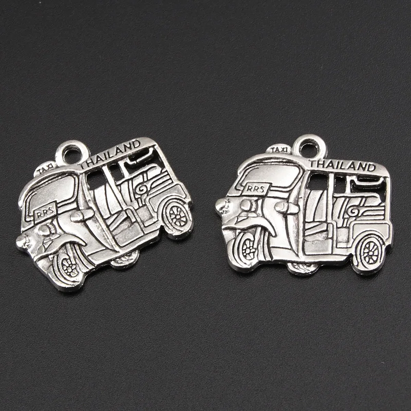 8pcs Silver Color Thailand Taxi Car Bus Charms Motorcycle Pendant For DIY Handmade Jewelry Making A66