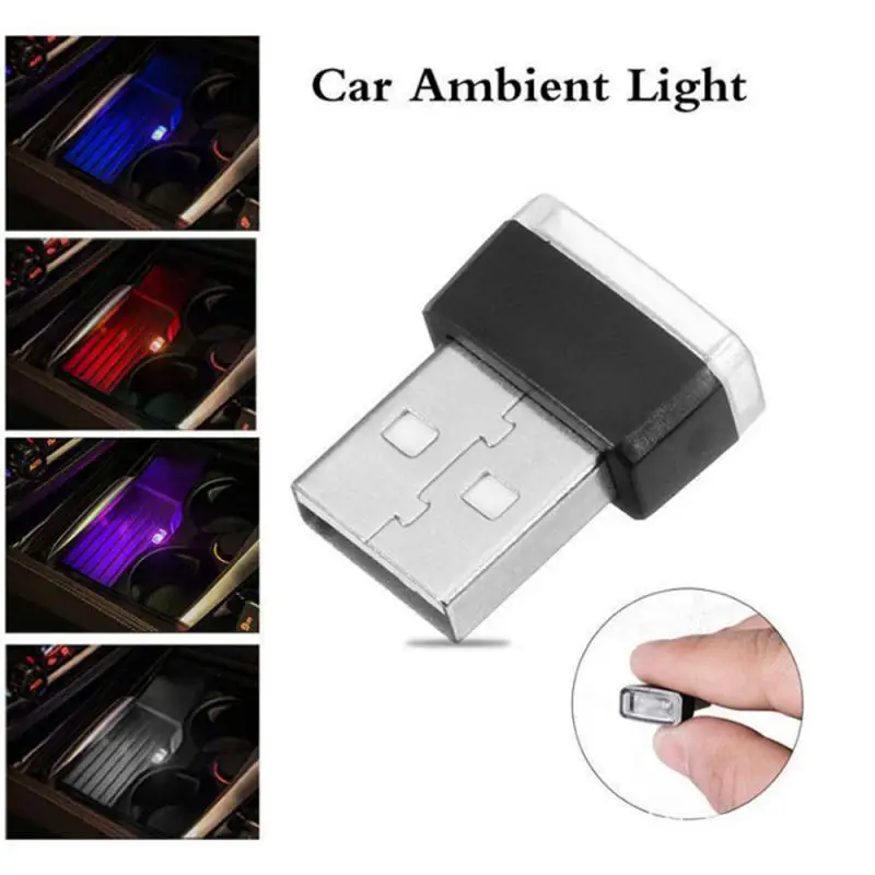 Auto Mini USB LED luci d'atmosfera lampada decorativa blu e rosso viola bianco luce interna PC spina portatile