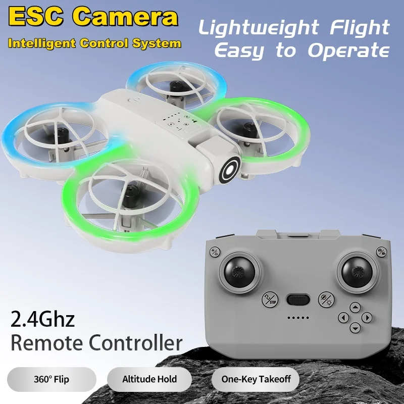 ESC Camera 360° Roll RC Drone Altitude Hold One click Takeoff/Landing Intelligent Control System Lights MiNi Drone Quadcopter