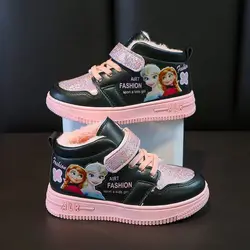 Scarpe da ginnastica per bambini Disney stivali di peluche inverno più scarpe calde di velluto principessa Elsa Frozen Kids Girl High-top Board Shoes