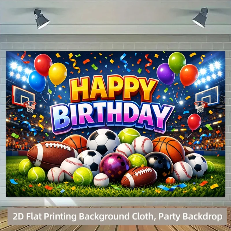 1 Stück 2D-Hintergrundstoff, Polyester-Hintergrundstoff für die Geburtstagsfeier, Sportveranstaltung, Partybanner