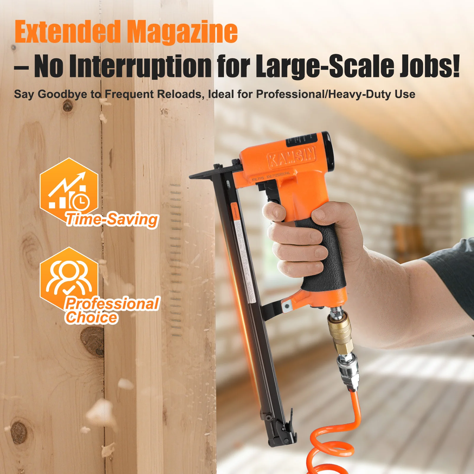 

KAMSIN KNL7116 для внутреннего декора, удлиненный отсек для гвоздей, пневматический степлер, U-образный степлер серии 71, бытовой степлер