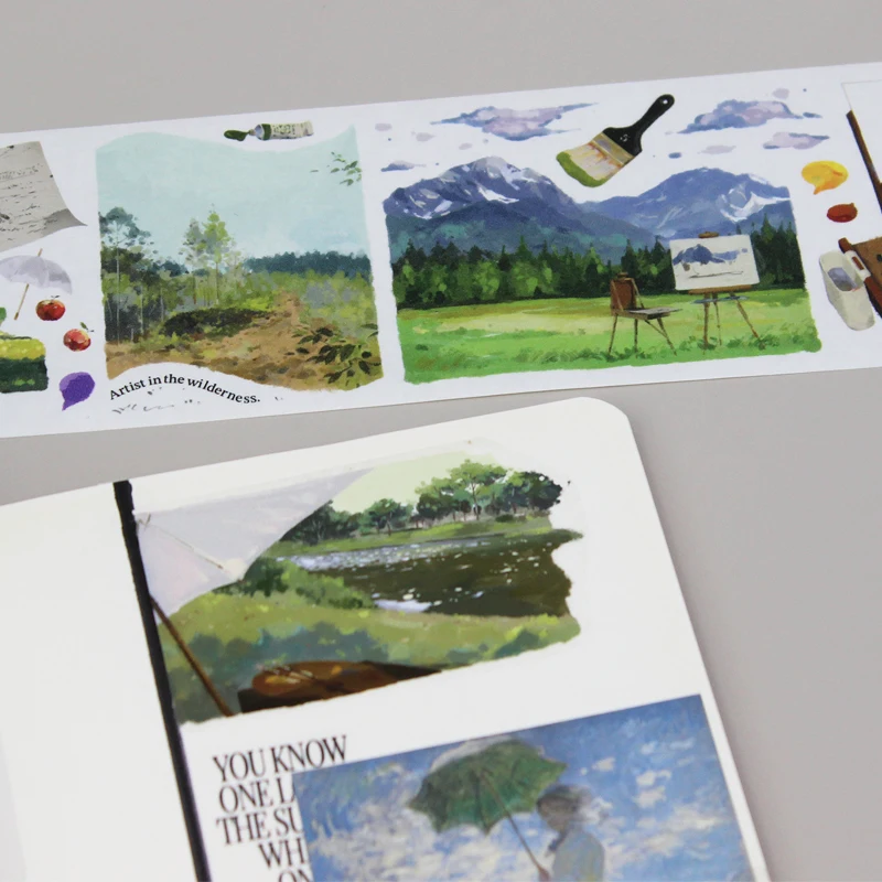 ワイルドアーティストライトヴィンテージアート風景和紙ペットテープムードステッカープランナー用