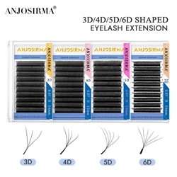 ANJOSIRMA 3D 4D 5D 6D W Shaped Eyelashes Extension Natural Soft Professional False Eyelashes, Fans Premade Volume , C/D/DD Curl