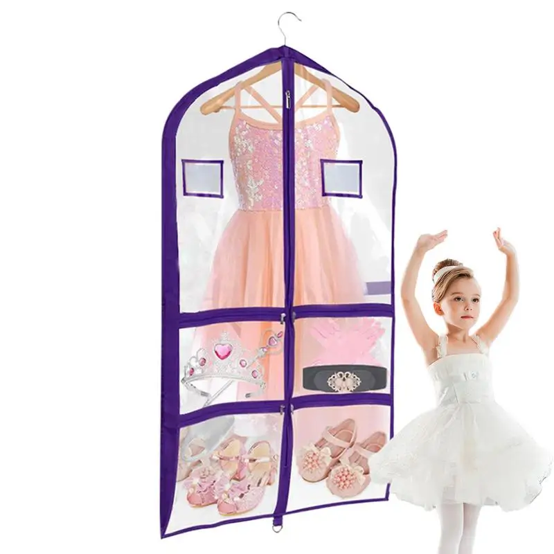 Dance Garment Bags For Dancers Dance Garment Cover With Zippered Pocket Closet Clear Clothes Protection Organizer For Dresses