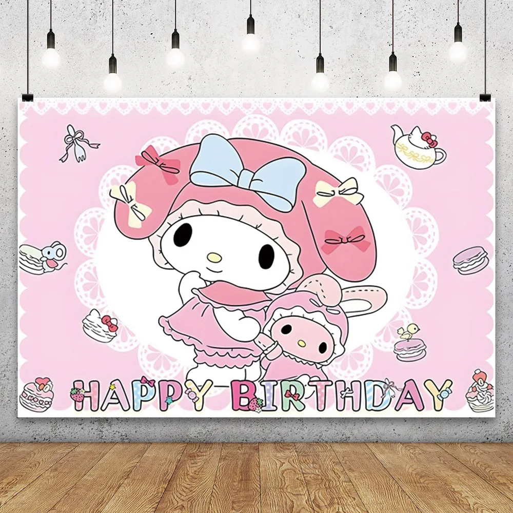 My Melody Photo Backdrop Background For Photography Baby Shower Girl Birthday Decoration Props Party Kids Supplies Photoshoot