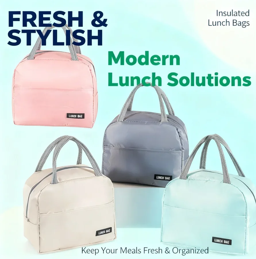 

Insulated Lunch Bag Oxford Cloth Leakproof Aluminum Foil Lining Zippered Mouth Lunch Box for Picnics And Work