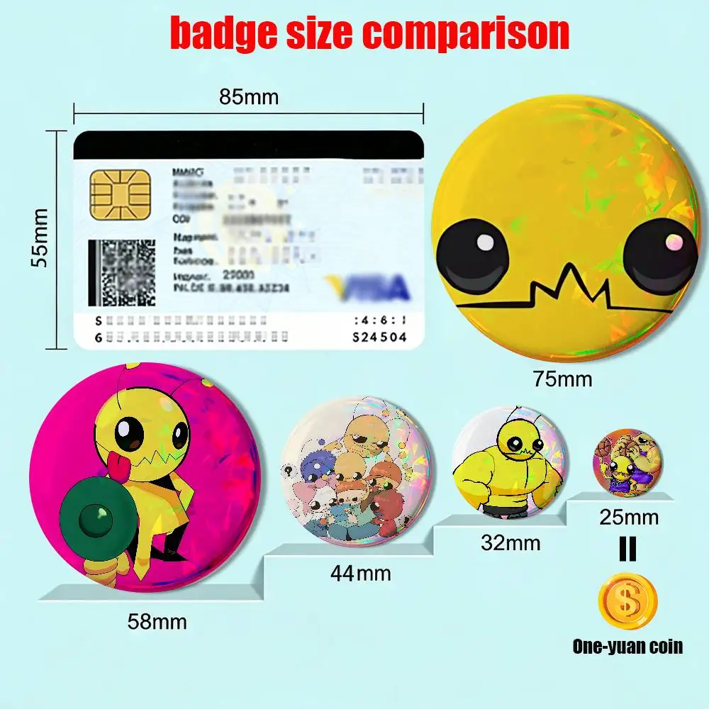 game Big Battle A-Alien Hominid Reflective Pin Tinplate Round Brooch Cartoon Cosplay Badges for Bag Hat Toys Gifts