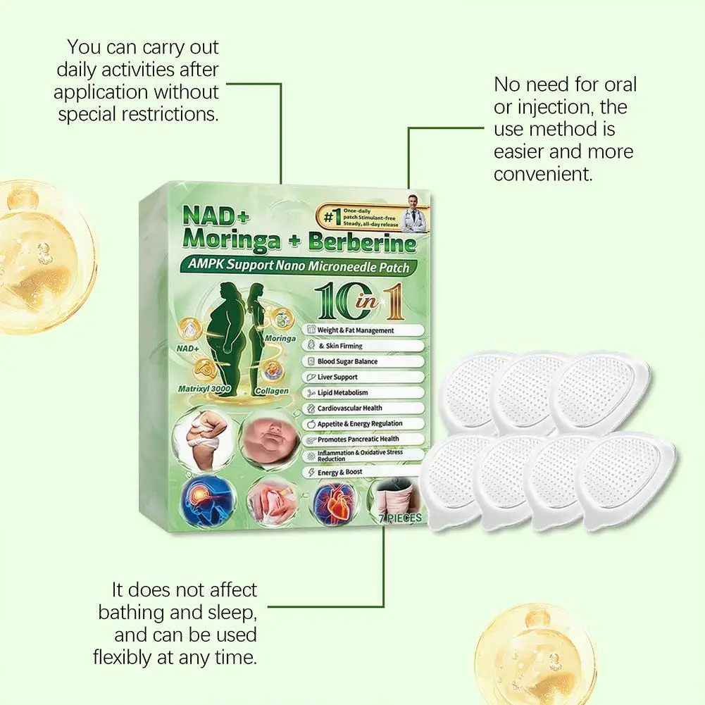 Moringa Berberine NAD+ Microneedle Patch Nano Formula Metabolic Care Skin Firming Lightweight Breathable Body Care