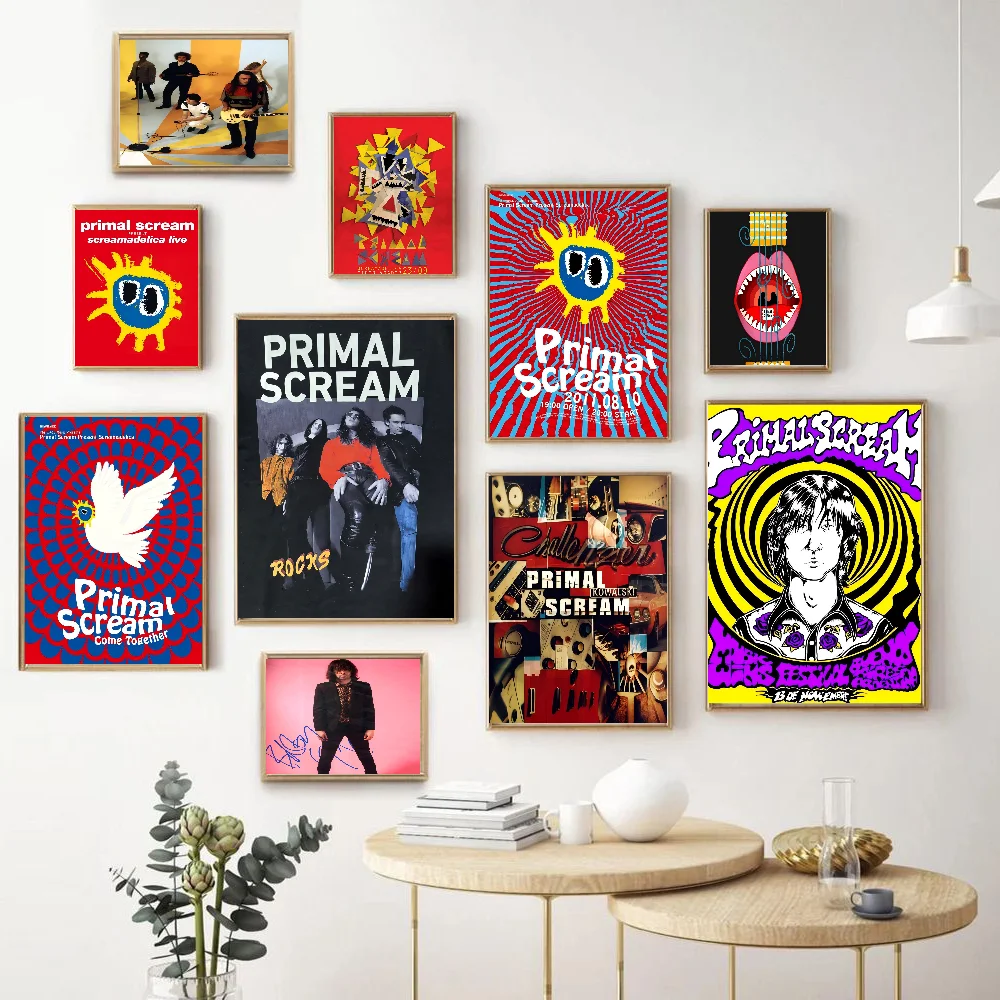 Band Primal Scream Whitepaper Poster Waterproof Paper Sticker Coffee House Bar Aesthetic Art Wall Painting