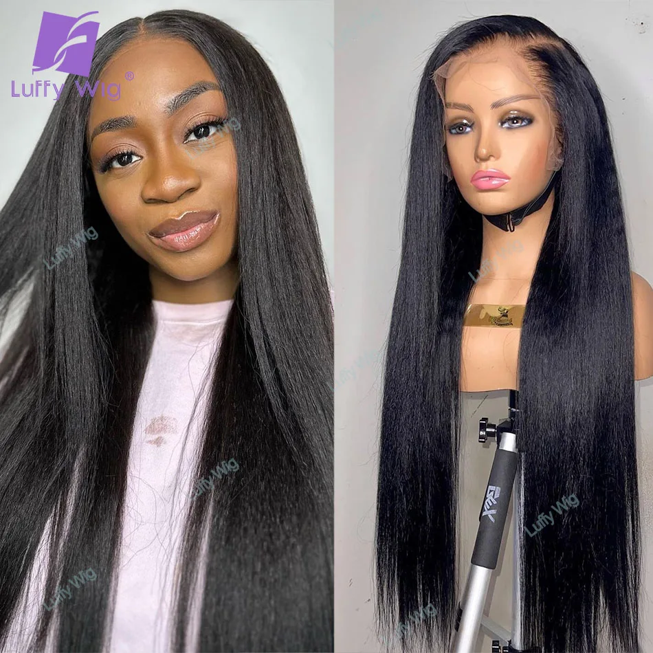 

Yaki Straight 13x6 HD Transparent Lace Front Human Hair Wigs Brazilian Remy Hair Full Lace Wig Glueless For Black Women Luffy