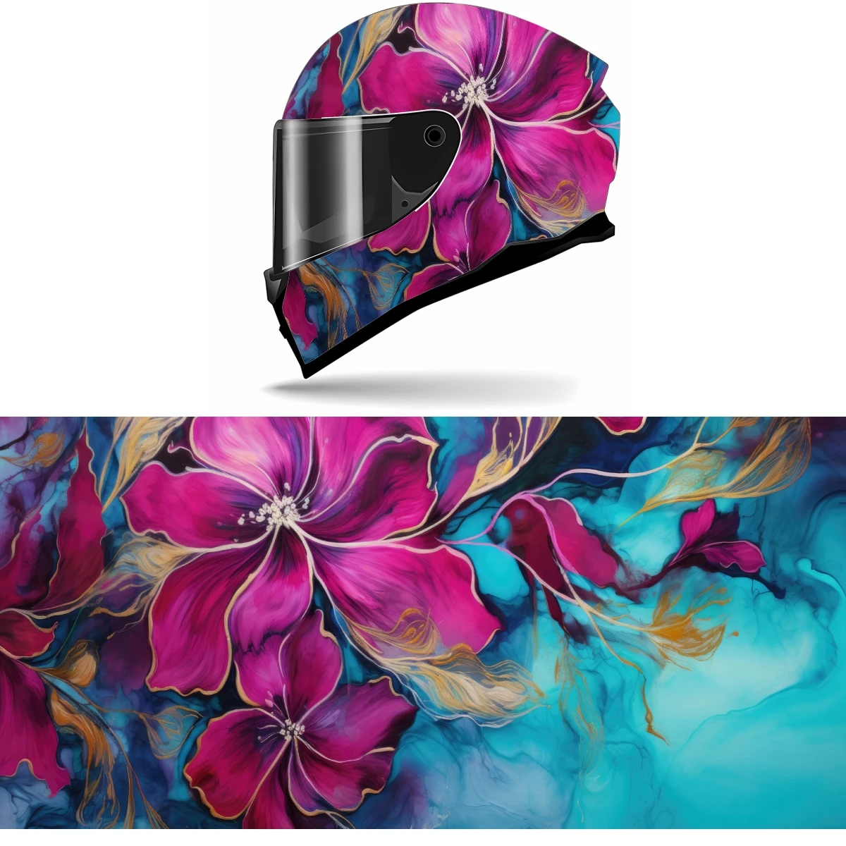 Abstract Botanical Pattern Full Helmet Wrap Sticker Motorcycle Helmet Racing Graphic Decal Vinyl Wrap Helmet Decor Sticker