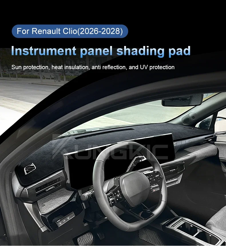 Premium-Flanell-Armaturenbrettauflage für Renault Clio 6 2026, Sommer-Armaturenbrettabdeckung, Lichtschutzmatte, LHD RHD – Detail 1