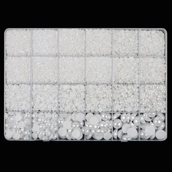 2mm-12mm Nail Pearls For Nail Art Mix Size Flat Back Crafts Round Pearl For Face Makeup Nail Art Clothes Shoes Jewelry Making