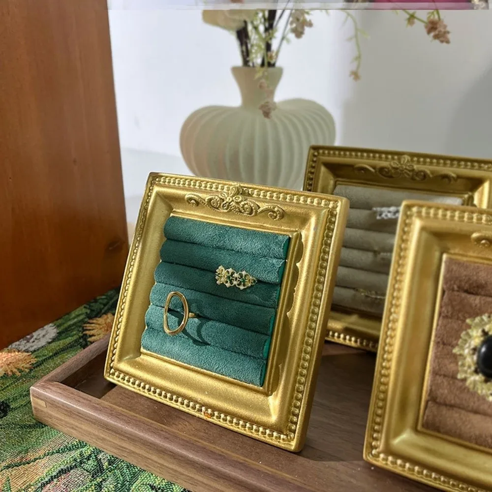 

Винтажная подставка для золотых колец, бархатный органайзер, держатель для колец, фоторамка, поднос для серег, изысканный дизайн в стиле барокко
