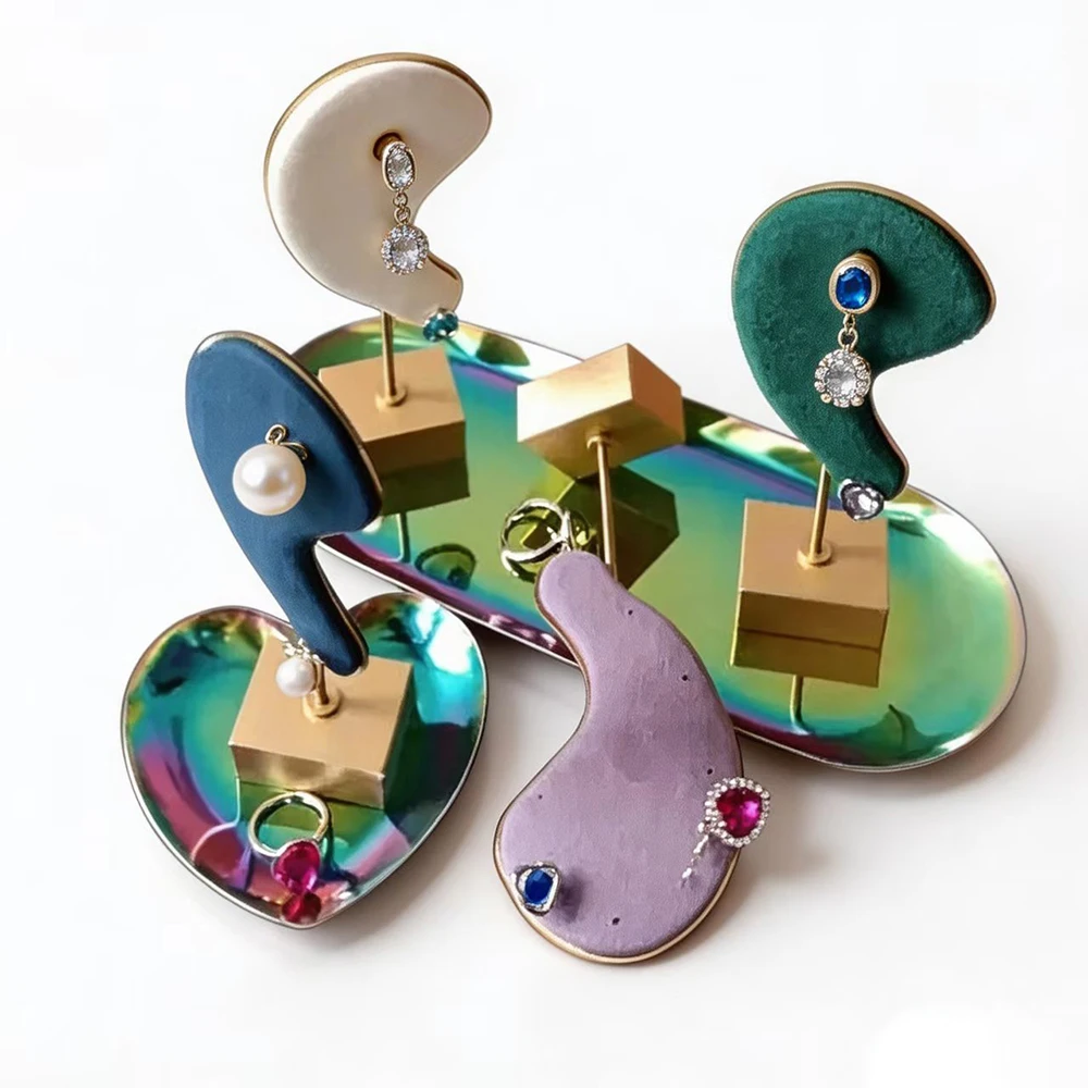Ear Shape Earring Display Stand Microfiber Charms-Earring Hanging Rack Ear Clip Holder Stud Jewelry Organizer Storage Showcase