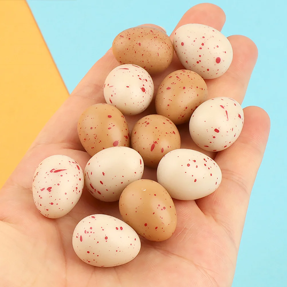 Juego de 20 piezas de huevos artificiales de codorniz, huevos falsos moteados para decoración de Pascua, exhibición de micropaisaje DIY, relleno de cuencos Vintage para el hogar