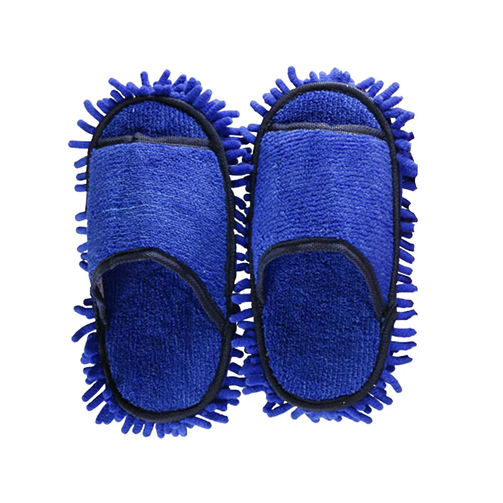 

1 Pair Washable Cleaning Slippers Dark Blue Soft Absorbent Non-Slip Indoor Mop Slippers For Floor Household Use Women Men Flat