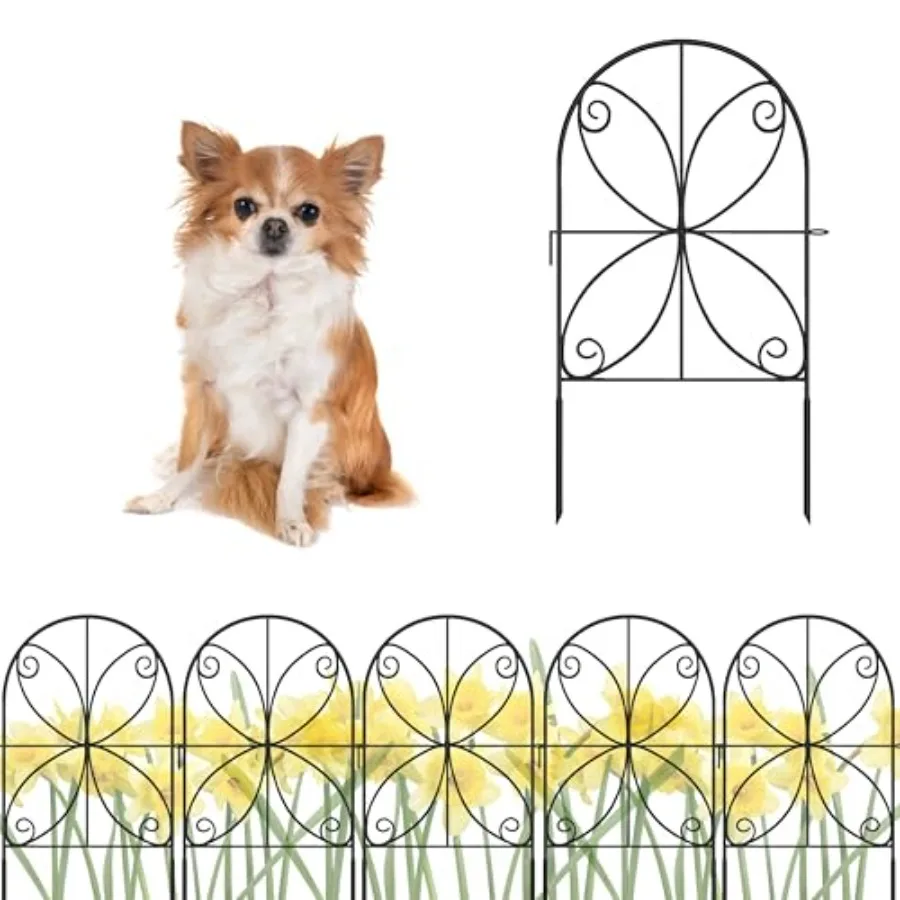 

Garden Fence Animal Barrier 10 Panels 12in(L) x 24in(H) Rustproof Decorative Metal Wire Fencing Flower Bed Edging for Landscape