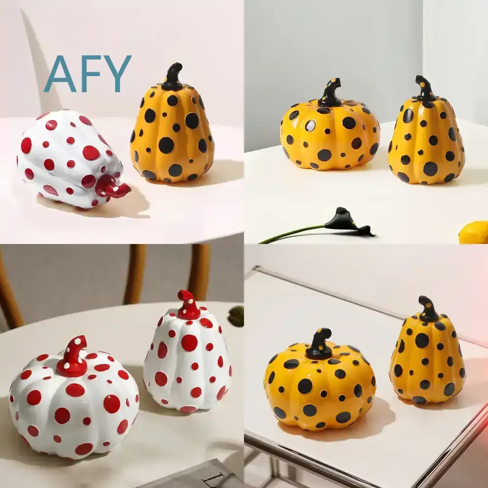 Polka Dot Art Pumpkin Figurine for Home Decoration for Living Room for Resin Decor for Abstract Art for Niche Home Decor for