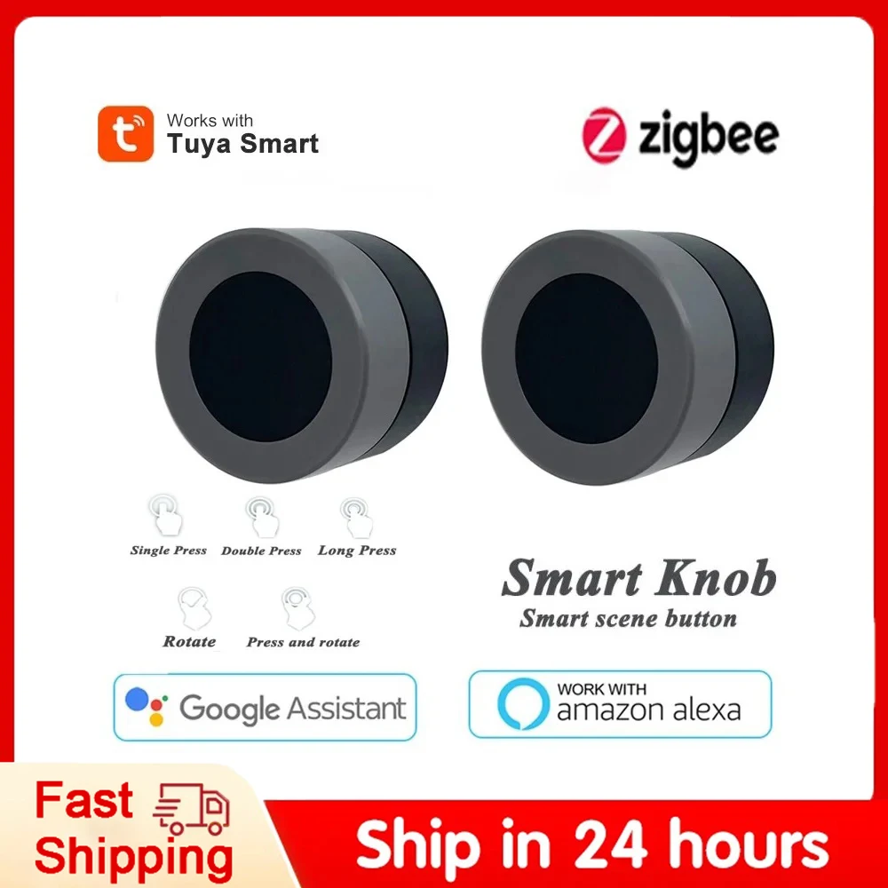 Tuya ZigBee Smart Light Switch Knob Wireless Scene Button Controller Battery Powered Automation Scenario Via Zigbee Gateway