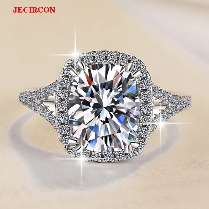 

JECIRCON 4CT Обручальное кольцо с муассанитом для женщин S925 Серебро Полный ореол из маленьких бриллиантов D Цвет Блеск Модное на AliExpress