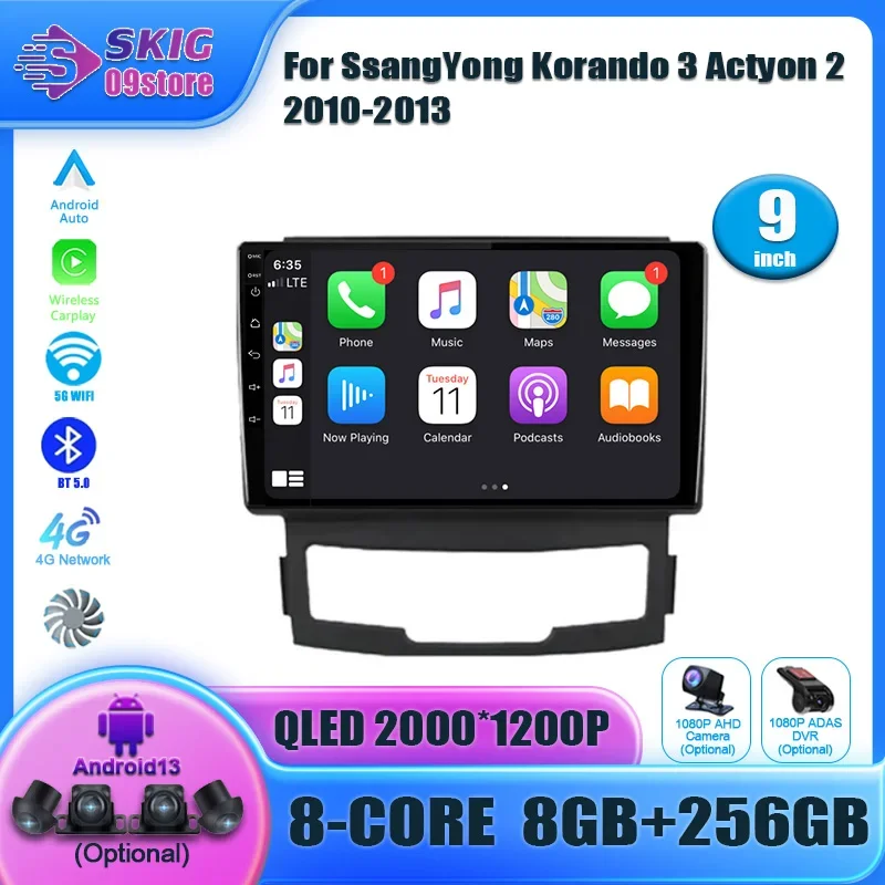 Android 14 Car Multimedia For SsangYong Korando 3 Actyon 2 2010-2013 Car Radio Multimedia Video Player Navigation GPS Carplay