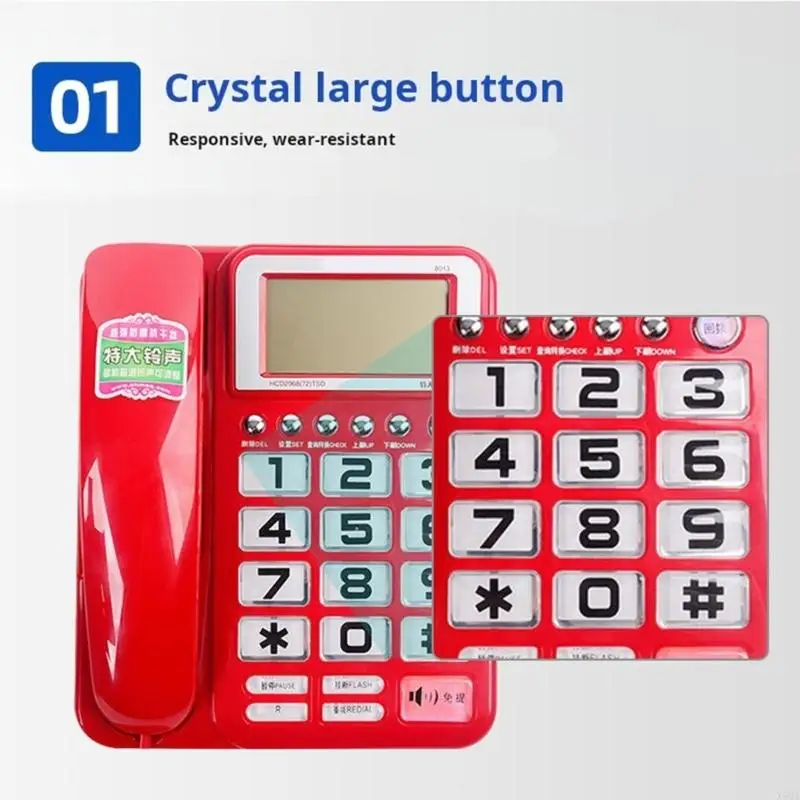 Corded Landline Phone Big Button Landline Phone Call Display Fixed Telephone for Office Home Hotel Bathroom Guest Room 